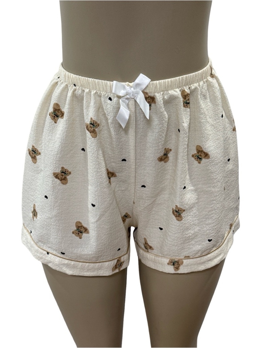 Source Unknown Cream Teddy Print Lounge Shorts